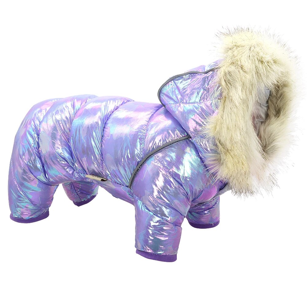 Super Warm Luxury Fur Hooded Dog Jacket
