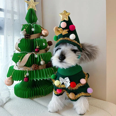 2023 New Christmas Pet Clothes Christmas Tree Pet Cape Shawl Dog Transformed Into Holiday Gifts Ropa Para Perro Puppy Clothes