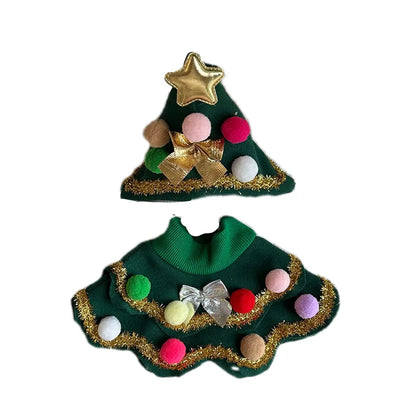 2023 New Christmas Pet Clothes Christmas Tree Pet Cape Shawl Dog Transformed Into Holiday Gifts Ropa Para Perro Puppy Clothes