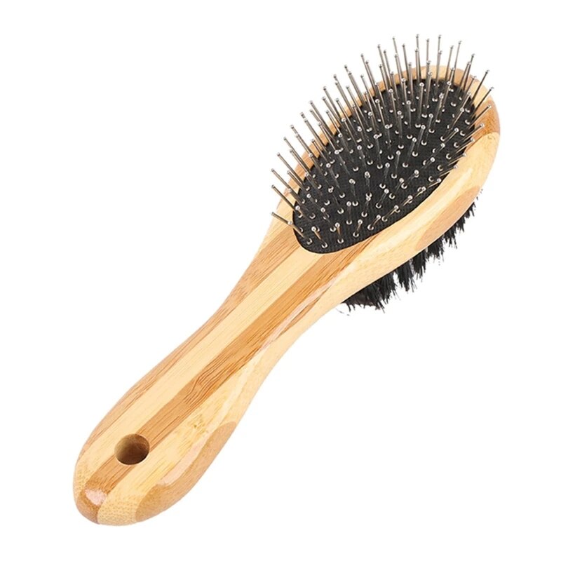 2-Sided Wooden Handle Pet Brush