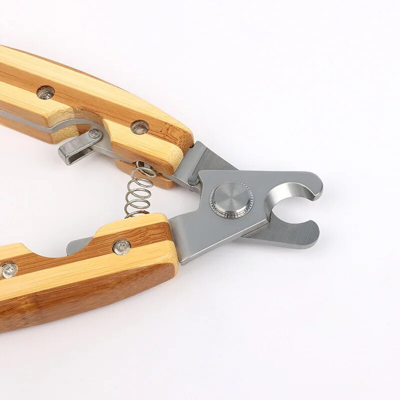 High-End Stainless Steel Pet Nail Clipper with Bamboo Handle